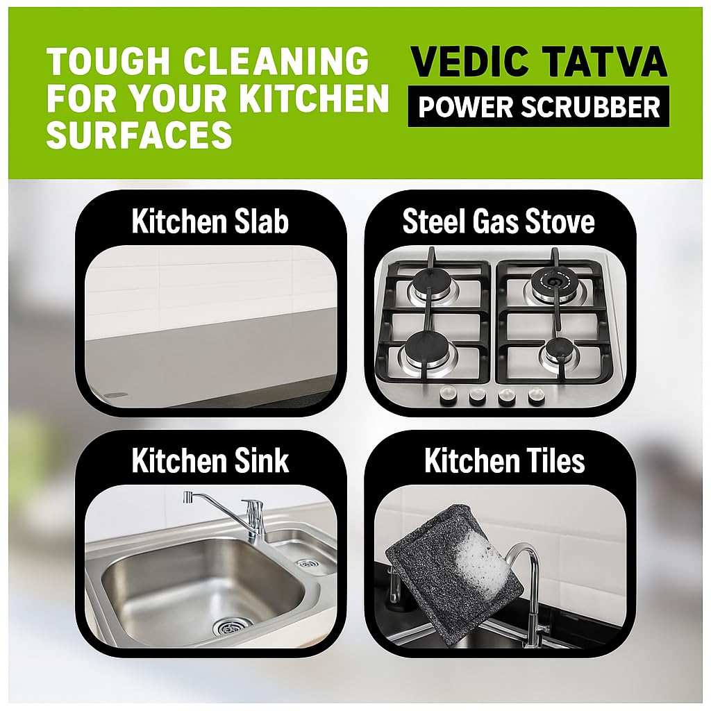 Power Scrub Set – Heavy Duty Steel Scrubbers for Kitchen Cleaning | Powerful Stain Cutters for Utensils, Cookware & Surfaces | Pack of 6