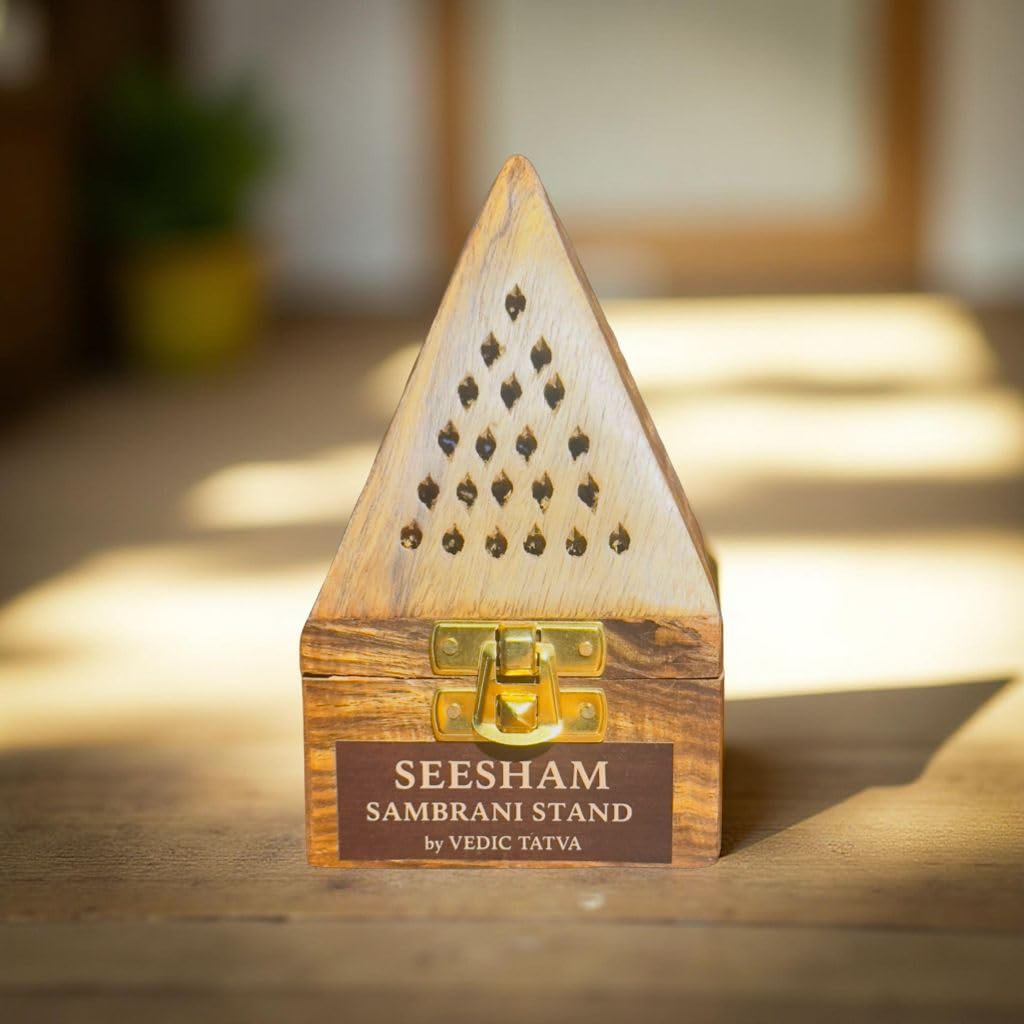 Vedic Tatva® Wooden Sambrani Dhoop Stand & Incense Holder: Perfect for Pooja Room, Dhup Dani & Doopam Holder, Essential Puja Item for Home Mandir, Temple Rituals & Pooja Thali Set
