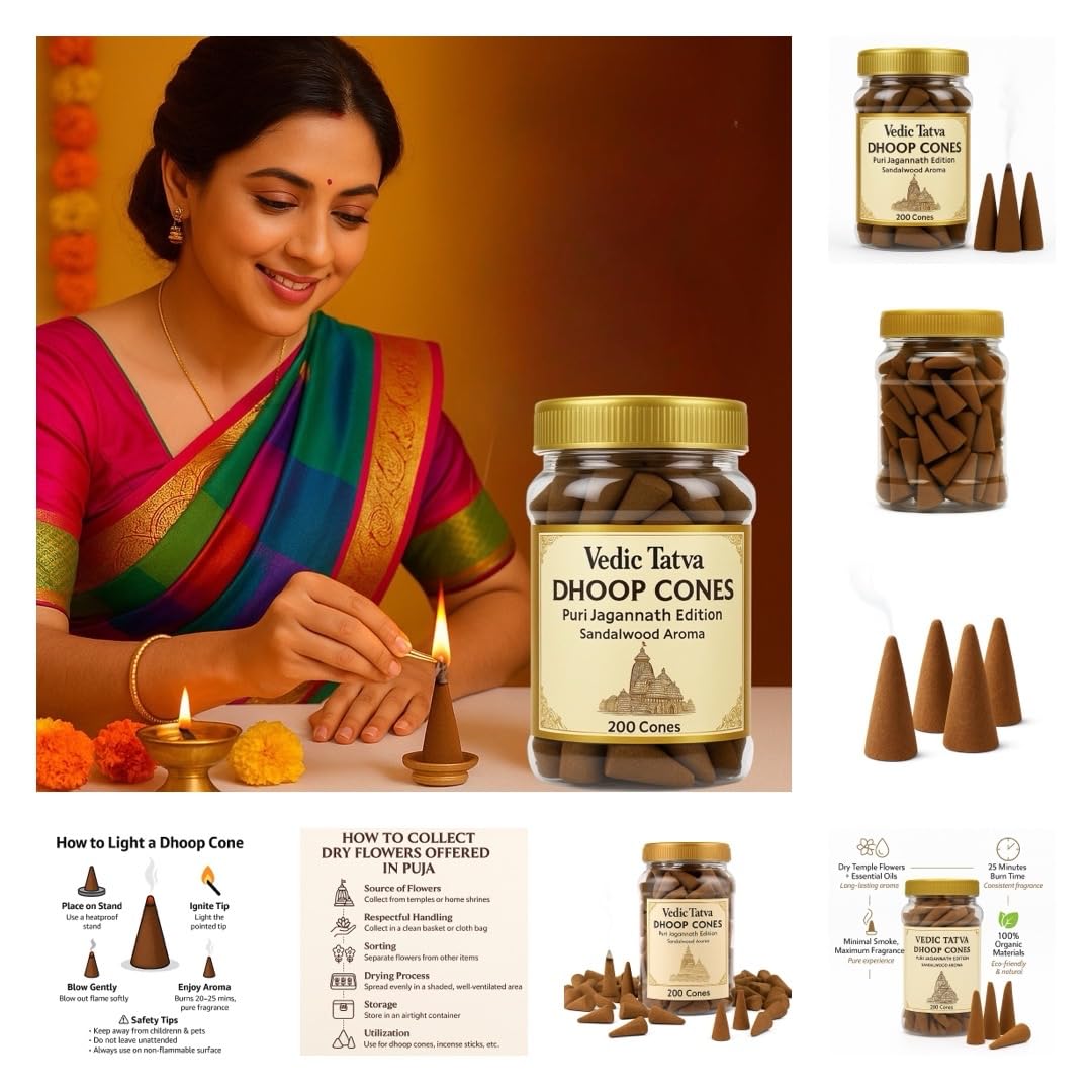 Sandalwood Dhoop Cones for Pooja – Pack of 200