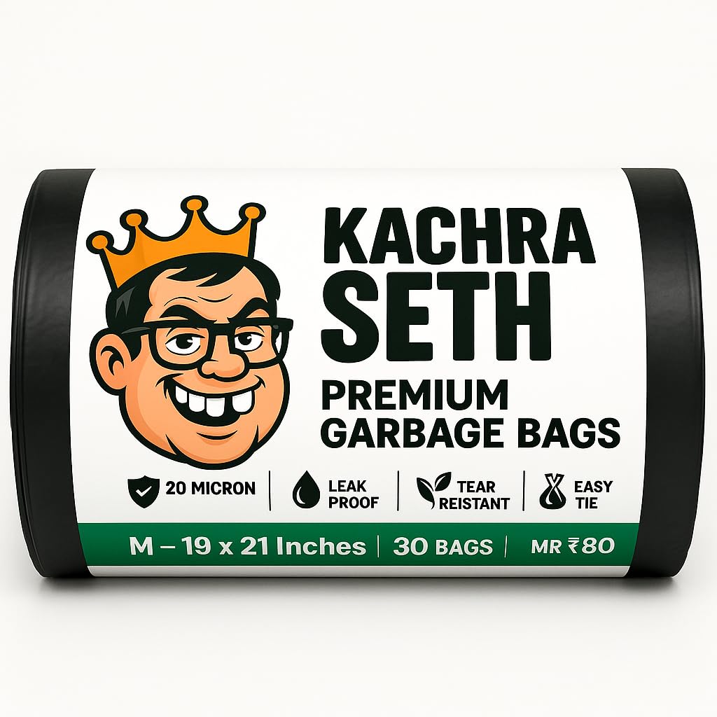 Garbage Bags for Dustbin | 90 Pcs | Medium 19 X 21 Inches | 30 Pcs x Pack of 3 - By Kachra Seth