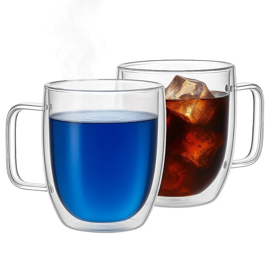 Vedic Tatva Double Wall Glass Cup 260ml – Pack of 2 | Insulated Coffee & Tea Mug for Hot/Cold Drinks – Stylish, Microwave Safe – Espresso, Milk, Cappuccino, Juice, Chocolate