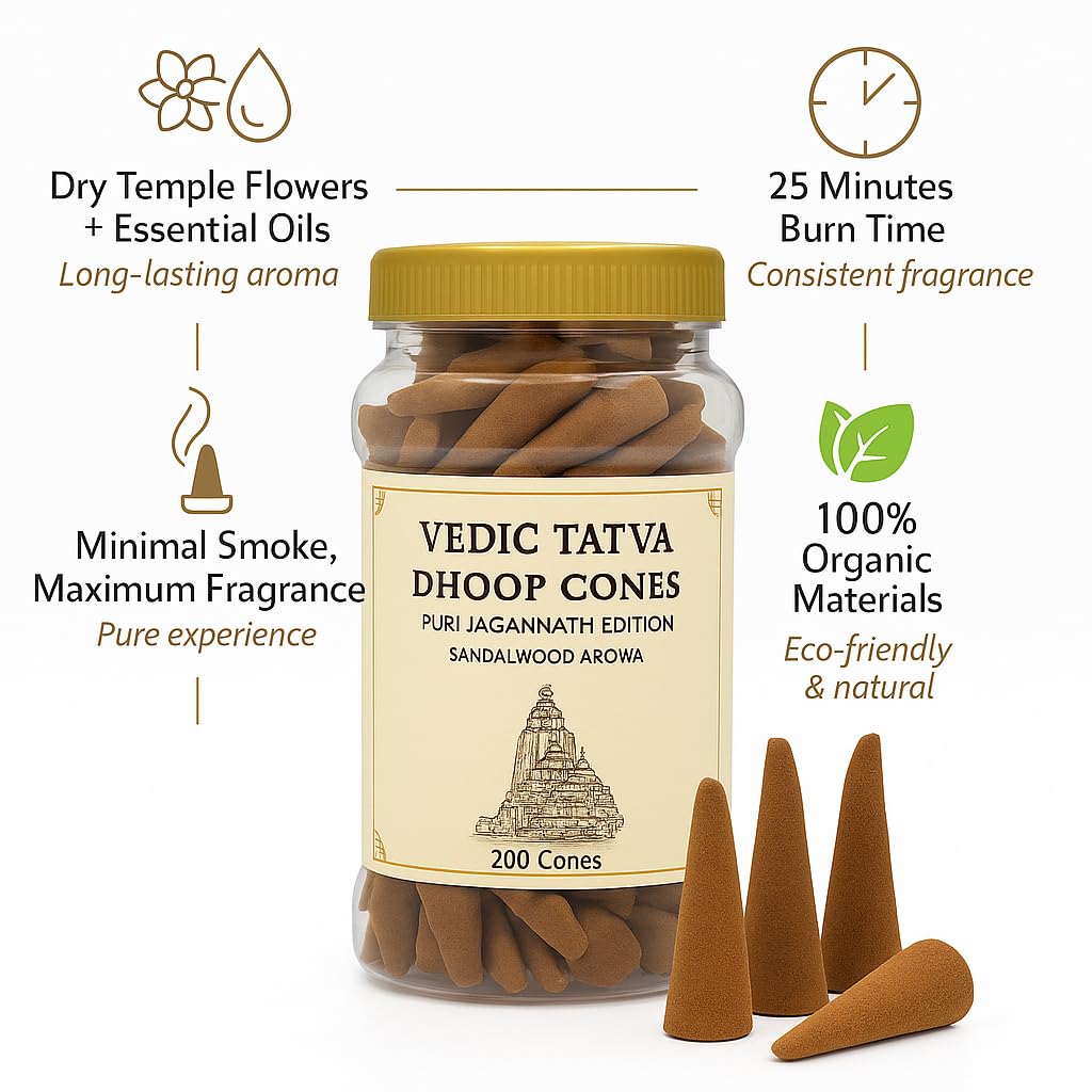 Sandalwood Dhoop Cones for Pooja – Pack of 200