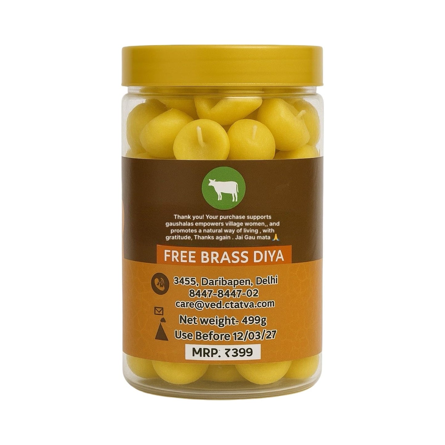 Pure Cow Ghee Diya Wicks for Puja |Pack of 150