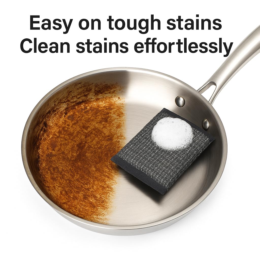 Power Scrub Set – Heavy Duty Steel Scrubbers for Kitchen Cleaning | Powerful Stain Cutters for Utensils, Cookware & Surfaces | Pack of 6
