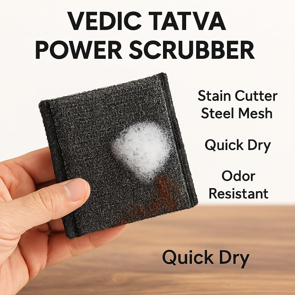 Power Scrub Set – Heavy Duty Steel Scrubbers for Kitchen Cleaning | Powerful Stain Cutters for Utensils, Cookware & Surfaces | Pack of 6