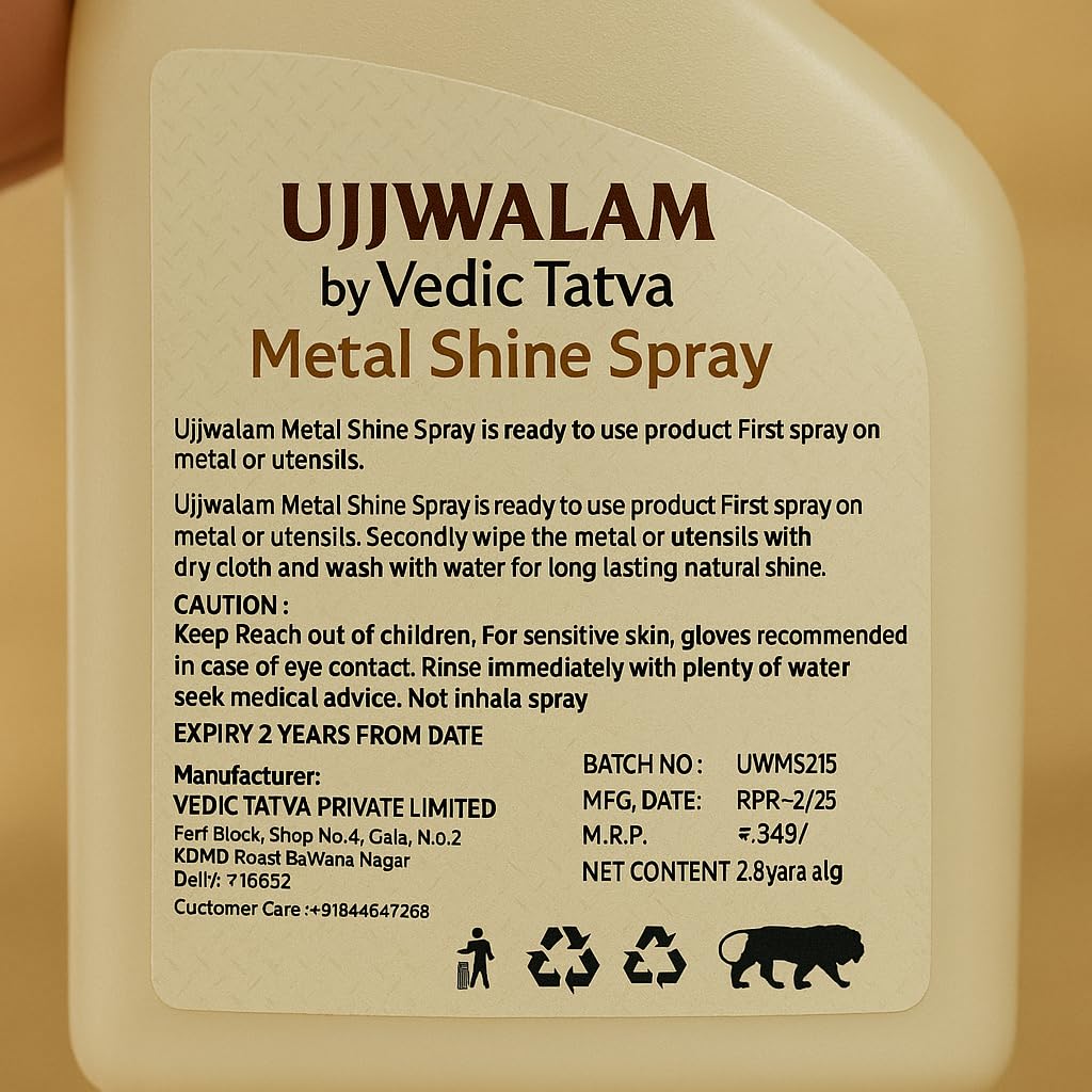 Copper Cleaner Liquid | Cleaning Spray for Copper, Brass, 450ml | Plant‑Based, Non‑Toxic Brass & Silver Polish for Cookware, Idols, Diyas & Pooja Items | No Abrasives, No Scratches , No Fume