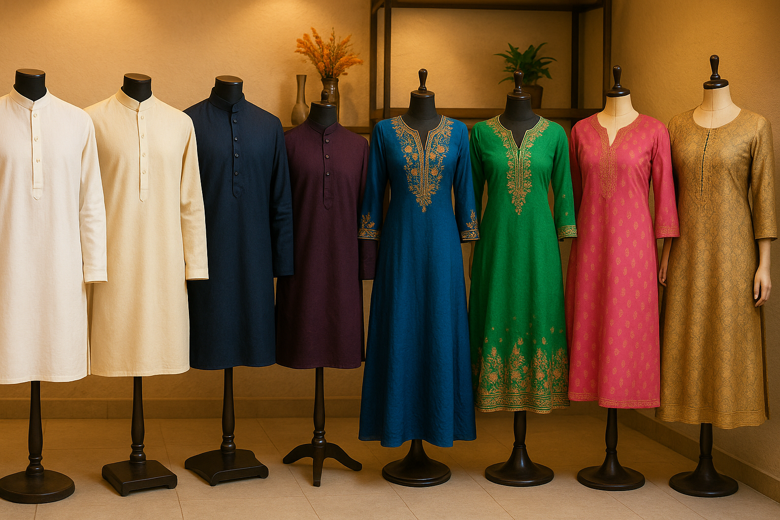 indian male and female kurta
