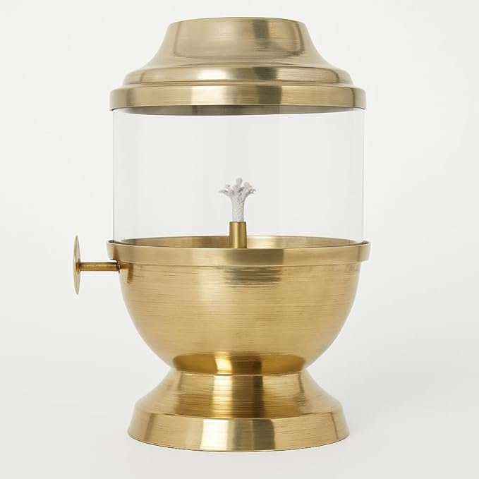 Akhand Diya with Adjustable Bati & Glass Cover